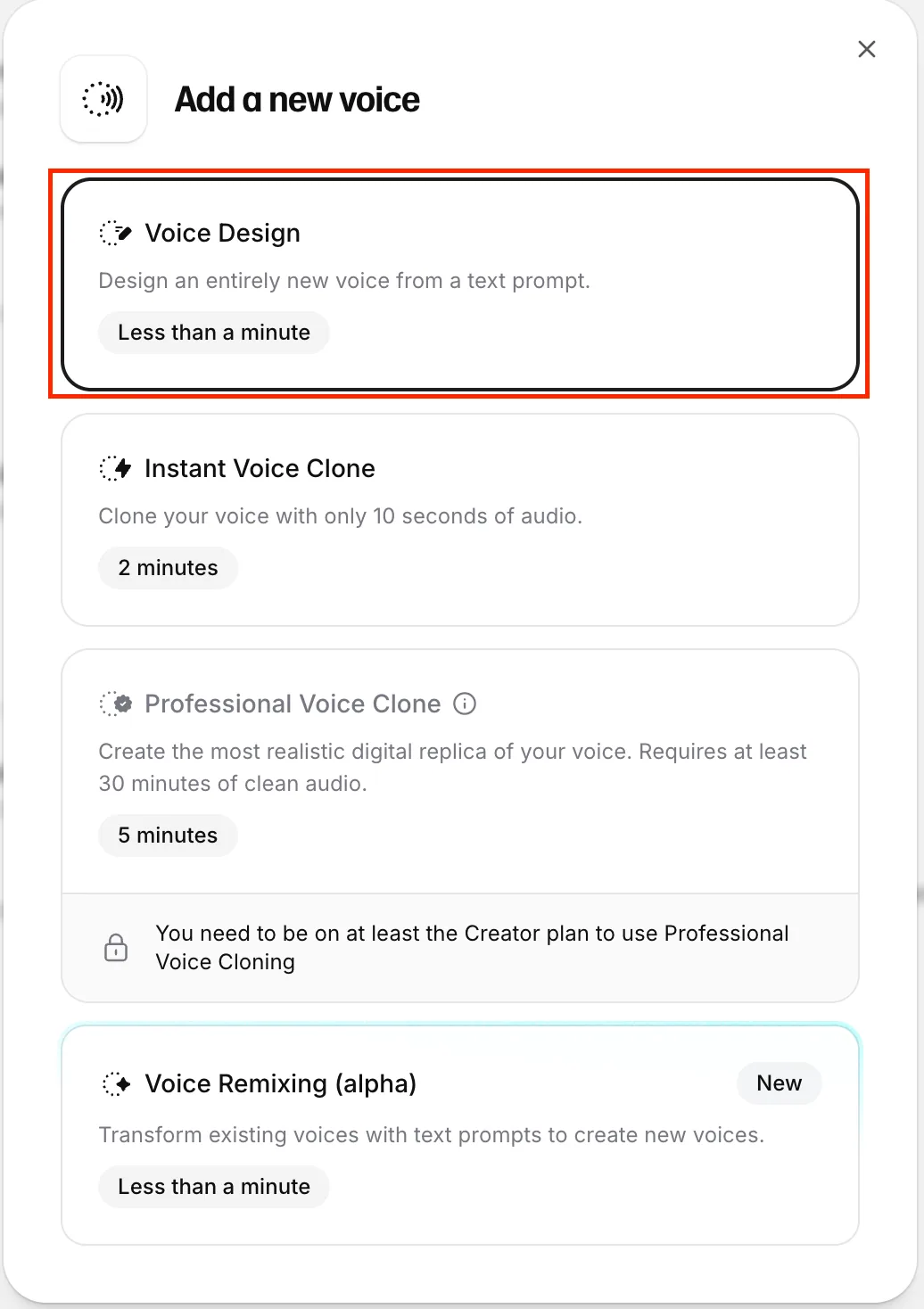 Add a new voice